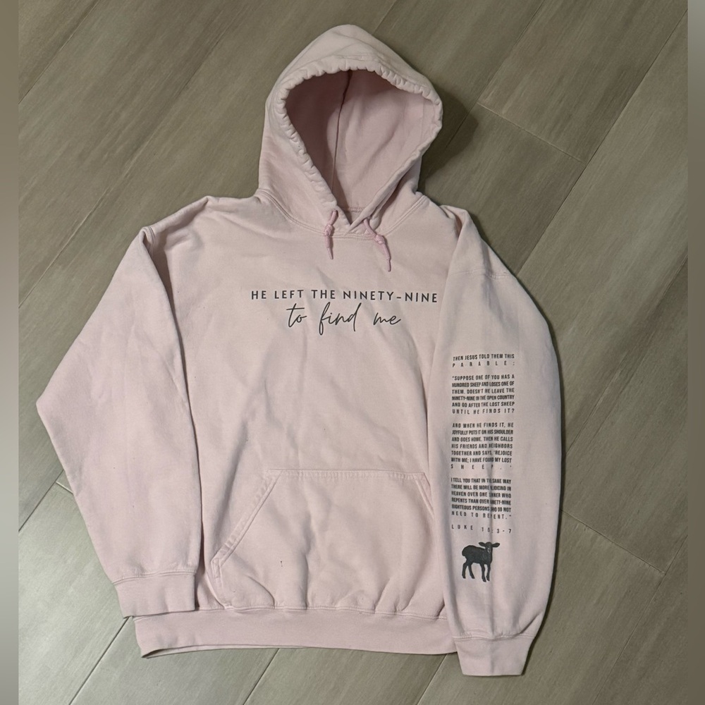 He Left the Ninety-Nine to Find Me - Bible verse Light Pink Hoodie